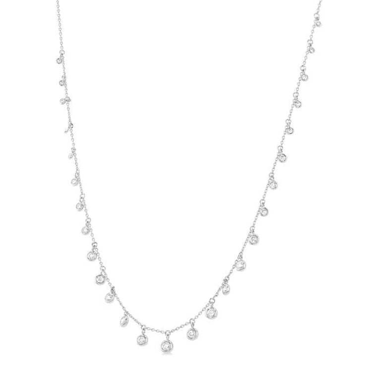 5/8 Ctw Bezel Set Round Cut Diamond Station Necklace in 14K White Gold