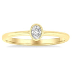Load image into Gallery viewer, 1/6 Ctw Petite Bezel Set Oval Cut Diamond Fashion Ring in 10K Yellow Gold