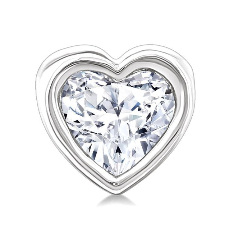 1/5 Ctw Petite Bezel Set Heart Shape Diamond Fashion Stud Earring in 10K White Gold