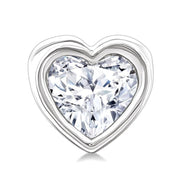 1/5 Ctw Petite Bezel Set Heart Shape Diamond Fashion Stud Earring in 10K White Gold