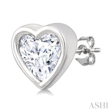 1/5 Ctw Petite Bezel Set Heart Shape Diamond Fashion Stud Earring in 10K White Gold