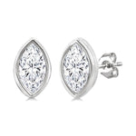 Load image into Gallery viewer, 1/5 Ctw Petite Bezel Set Marquise Cut Diamond Fashion Stud Earring in 10K White Gold