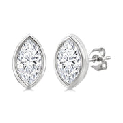 1/5 Ctw Petite Bezel Set Marquise Cut Diamond Fashion Stud Earring in 10K White Gold