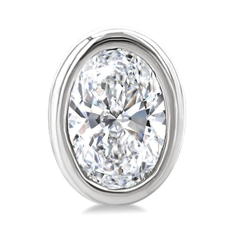 1/5 Ctw Petite Bezel Set Oval Cut Diamond Fashion Stud Earring in 10K White Gold