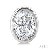 1/5 Ctw Petite Bezel Set Oval Cut Diamond Fashion Stud Earring in 10K White Gold