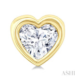 1/5 Ctw Petite Bezel Set Heart Shape Diamond Fashion Stud Earring in 10K Yellow Gold