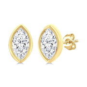 1/5 Ctw Petite Bezel Set Marquise Cut Diamond Fashion Stud Earring in 10K Yellow Gold