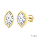 1/5 Ctw Petite Bezel Set Marquise Cut Diamond Fashion Stud Earring in 10K Yellow Gold