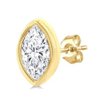 Load image into Gallery viewer, 1/5 Ctw Petite Bezel Set Marquise Cut Diamond Fashion Stud Earring in 10K Yellow Gold