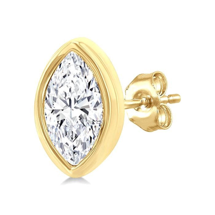1/5 Ctw Petite Bezel Set Marquise Cut Diamond Fashion Stud Earring in 10K Yellow Gold