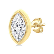 1/5 Ctw Petite Bezel Set Marquise Cut Diamond Fashion Stud Earring in 10K Yellow Gold