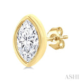1/5 Ctw Petite Bezel Set Marquise Cut Diamond Fashion Stud Earring in 10K Yellow Gold