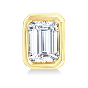 1/5 Ctw Petite Bezel Set Emerald Cut Diamond Fashion Stud Earring in 10K Yellow Gold