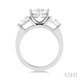 1 1/10 Ctw Marquise Shape Trillion and Round Cut Diamond Semi Mount Engagement Ring in 14K White Gold