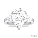 1 1/10 Ctw Pear Shape Trillion Cut & Round Cut Diamond Semi Mount Engagement Ring in 14K White Gold