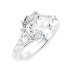 Load image into Gallery viewer, 1/2 Ctw Oval Shape Trillion Cut &amp; Round Cut Diamond Semi-Mount Engagement Ring in 14K White Gold