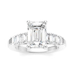 Load image into Gallery viewer, 1 Ctw Emerald Shape Emerald and Round Cut Diamond Semi-Mount Engagement Ring in 14K White Gold