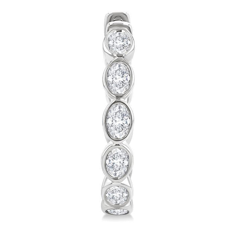 1 1/10 Ctw Bezel Set Oval Cut Diamond Fashion Hoop Earring in 14K White Gold