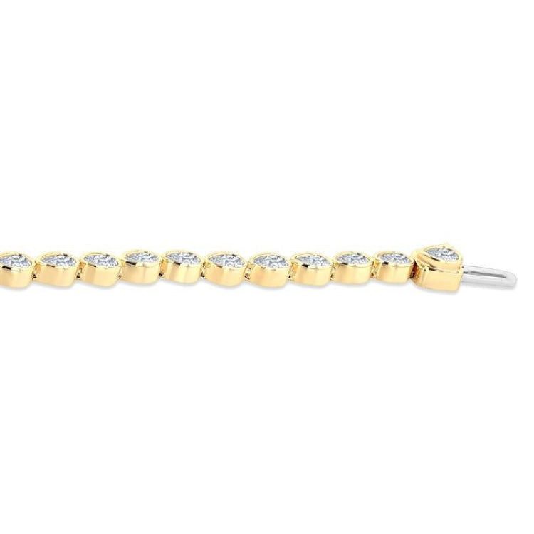 3 1/3 Ctw East-West Bezel Set Pear Cut Diamond Tennis Bracelet in 14K Yellow Gold