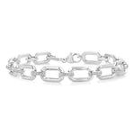 Load image into Gallery viewer, 1/10 Ctw Emerald Shape D-Link Round Cut Diamond Fashion Bracelet in Sterling Silver