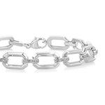 Load image into Gallery viewer, 1/10 Ctw Emerald Shape D-Link Round Cut Diamond Fashion Bracelet in Sterling Silver