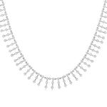 Load image into Gallery viewer, 1 1/10 Ctw Spikes Shape Round Cut Diamond Fashion Necklace in 14K White Gold