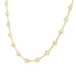 Load image into Gallery viewer, 4 Ctw Bezel Set Round Cut Diamond Station Necklace in 14K Yellow Gold