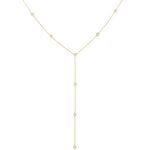 Load image into Gallery viewer, 1/3 Ctw Bezel Set Round Cut Diamond Y-Shape Lariat Station Necklace in 14K Yellow Gold
