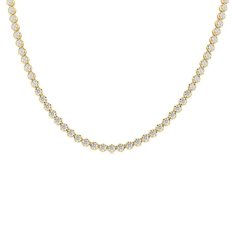 7 Ctw Illusion Round Cut Diamond Eternity Tennis Necklace in 14K Yellow Gold