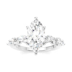Load image into Gallery viewer, 3/4 Ctw Marquise Shape Marquise and Round Cut Diamond Semi-Mount Engagement Ring in 14K White Gold