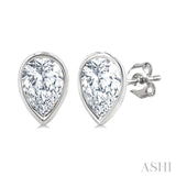 1/5 Ctw Petite Bezel Set Pear Cut Diamond Fashion Stud Earring in 10K White Gold