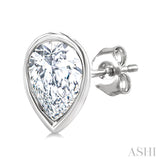 1/5 Ctw Petite Bezel Set Pear Cut Diamond Fashion Stud Earring in 10K White Gold