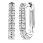 Load image into Gallery viewer, 1/5 Ctw Twin Row Round Cut Diamond Fashion Hoop Earring in 10K White Gold