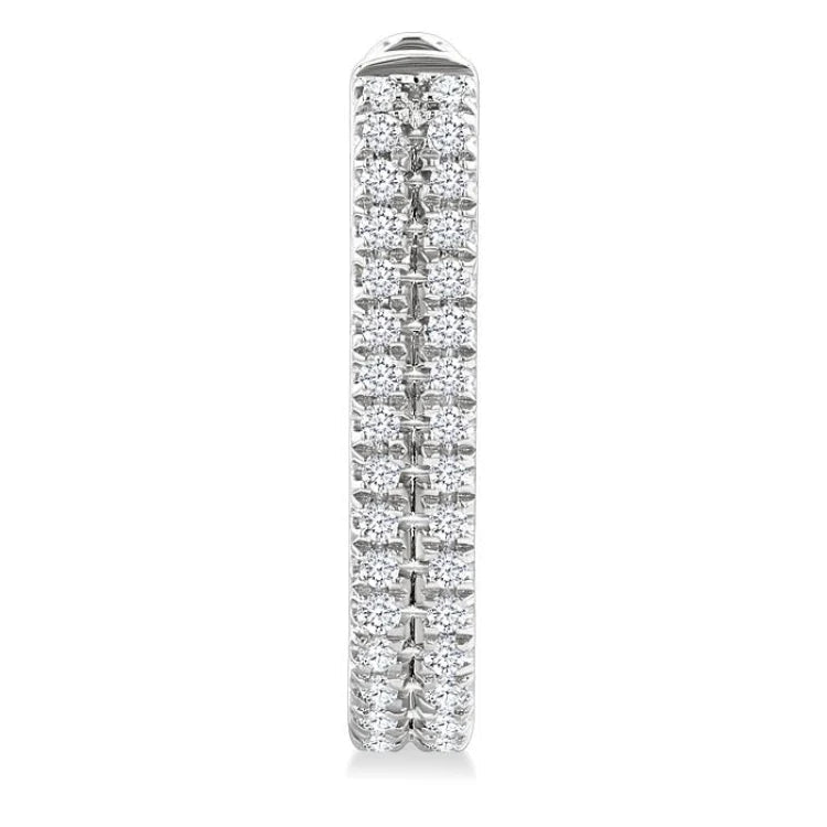 1/5 Ctw Twin Row Round Cut Diamond Fashion Hoop Earring in 10K White Gold