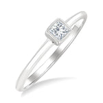 Load image into Gallery viewer, 1/6 Ctw Petite Bezel Set Round Cut Diamond Fashion Ring in 10K White Gold