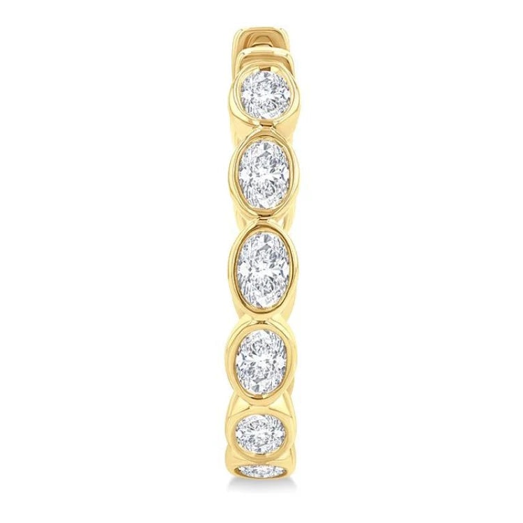 1 1/10 Ctw Bezel Set Oval Cut Diamond Fashion Hoop Earring in 14K Yellow Gold
