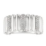 Load image into Gallery viewer, 1/10 Ctw Wide Ribbed Plain Polished and Round Cut Diamond Bold Fashion Band in Sterling Silver