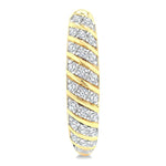 Load image into Gallery viewer, 1/2 Ctw Ribbed Swirl Round Cut Diamond Fashion Hoop Earring in 10K Yellow Gold