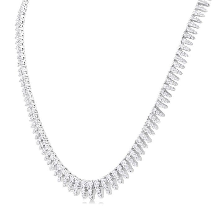 5 Ctw Graduated Round Cut Waterfall Diamond Necklace in 14K White Gold