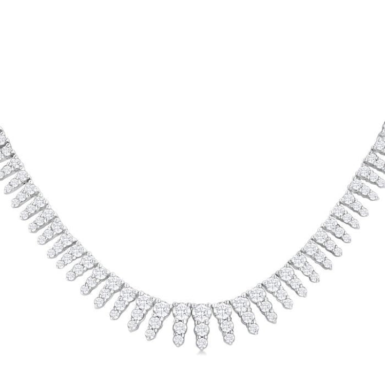 5 Ctw Graduated Round Cut Waterfall Diamond Necklace in 14K White Gold
