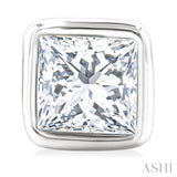 1/5 Ctw Petite Bezel Set Princess Cut Diamond Fashion Stud Earring in 10K White Gold