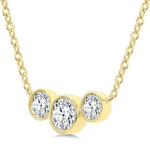 Load image into Gallery viewer, 3/4 Ctw Past, Present &amp; Future 3-Stone Bezel Set Round Cut Diamond Necklace in 14K Yellow Gold
