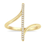Load image into Gallery viewer, 1/10 Ctw Wide Bypass Bar Intersection Round Cut Diamond Lightweight Fashion Ring in 10K Yellow Gold
