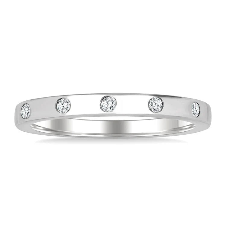 1/4 Ctw Flush Bezel Set Diamond Fashion Band in 14K White Gold