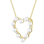 Load image into Gallery viewer, 3 MM Round Shape Cultured Pearl and 1/5 Ctw Heart Shape Round Cut Diamond Pendant With Chain in 14K Yellow Gold