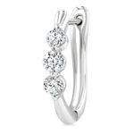 Load image into Gallery viewer, 1/2 Ctw 3-Stone Round Cut Diamond Fashion Hoop Earring in 14K White Gold