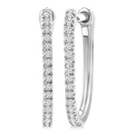 Load image into Gallery viewer, 1/10 Ctw Round Cut Diamond Fashion Hoop Earring in 10K White Gold