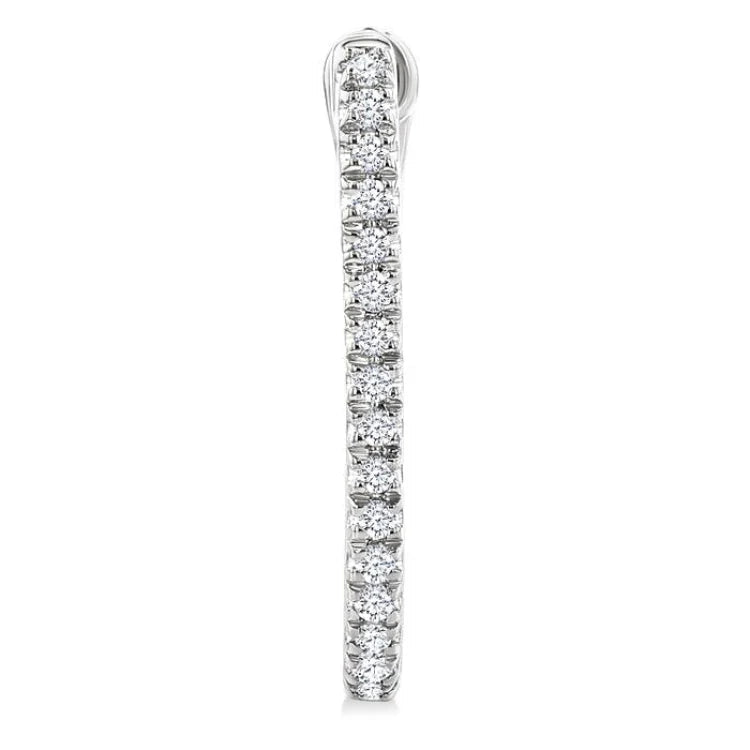 1/10 Ctw Round Cut Diamond Fashion Hoop Earring in 10K White Gold