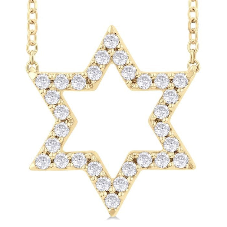 1/4 Ctw Star of David Round Cut Diamond Fashion Pendant With Chain in 14K Yellow Gold