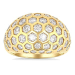 Load image into Gallery viewer, 3 1/3 Ctw Hexagon Round Cut Diamond Fashion Ring in 14K Yellow Gold